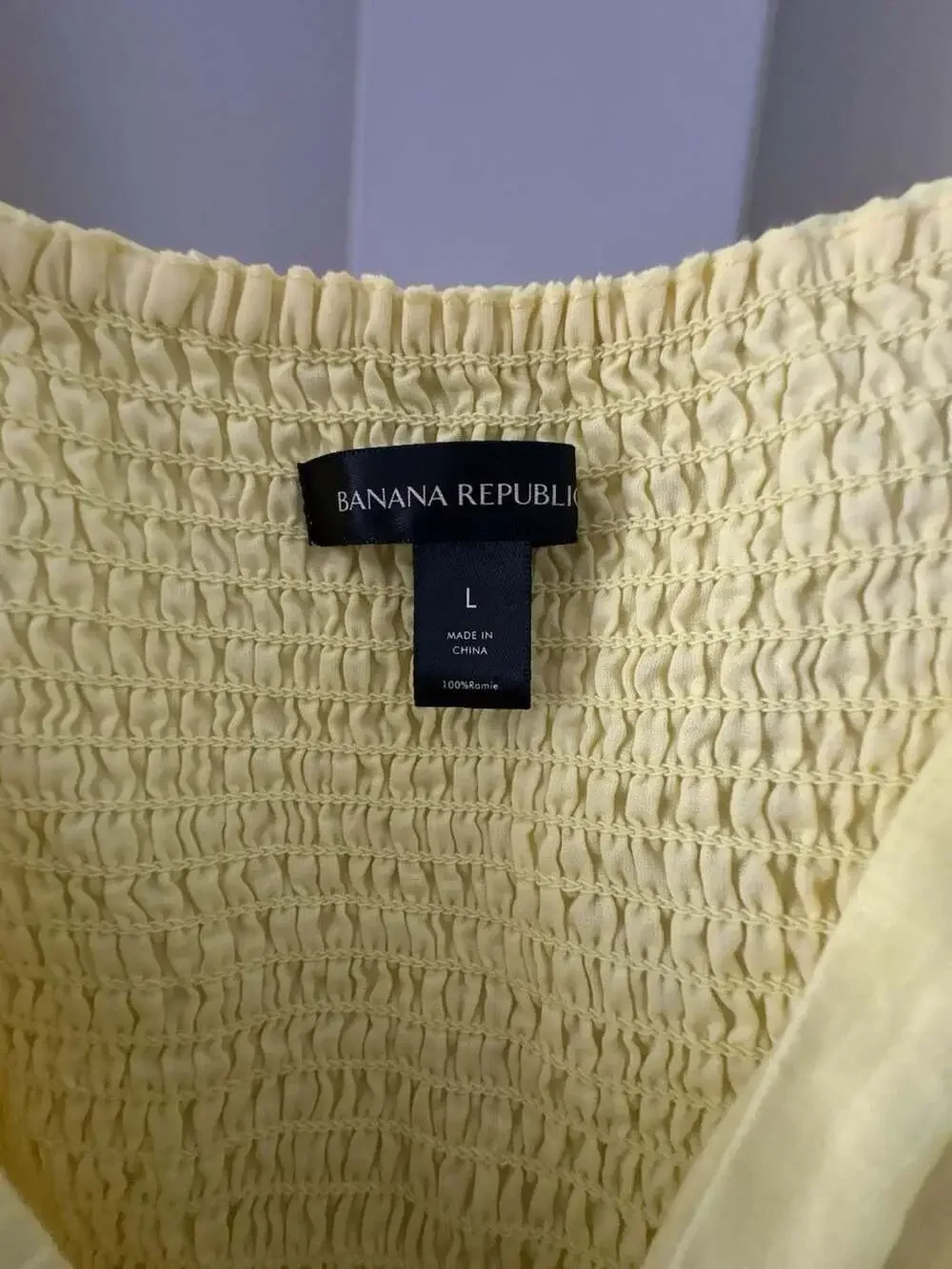 Banana Republic Yellow Twisted Front Puff Sleeve Smocked Square Neck Blouse